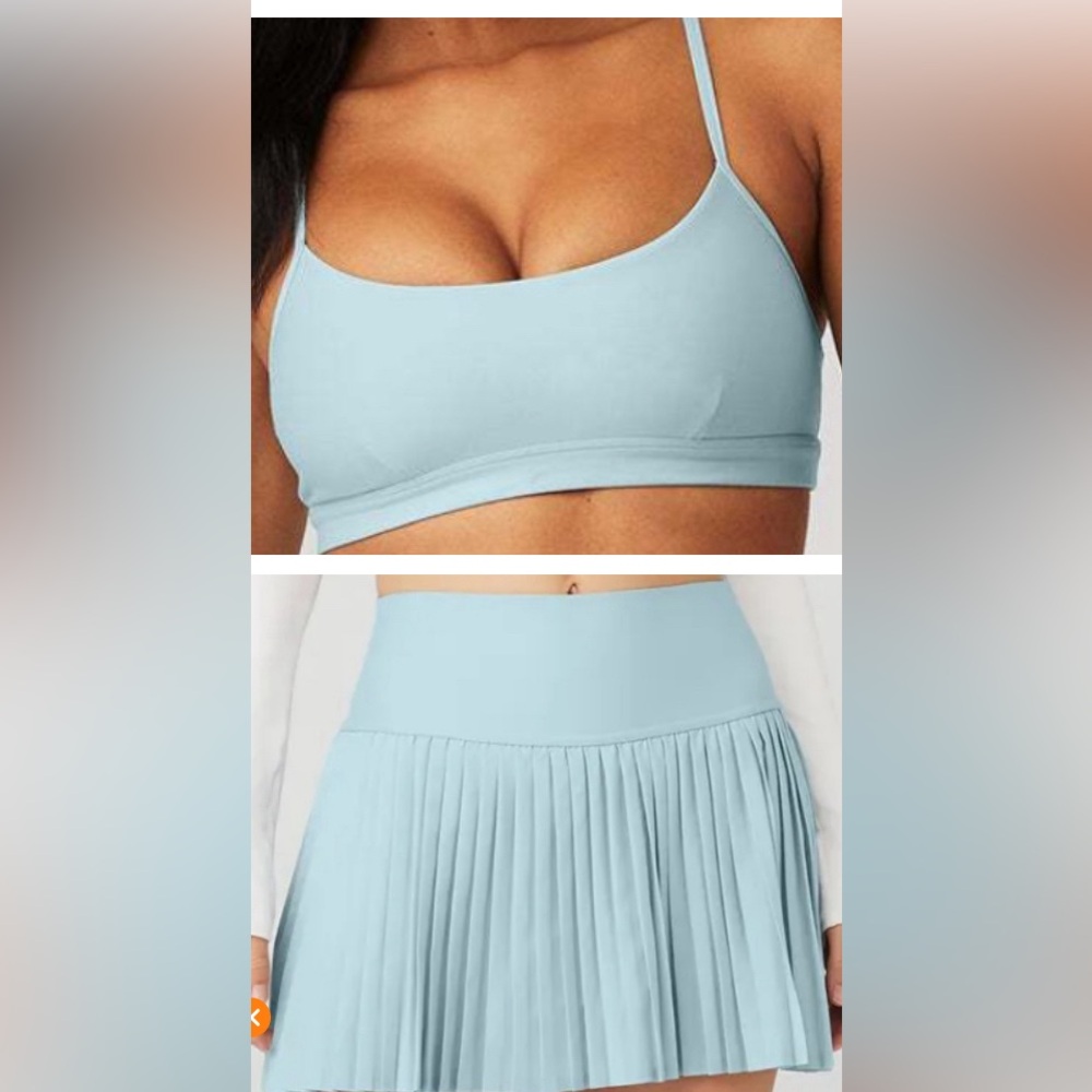 Alo Yoga Tennis Skirt Set XS/XXS Chalk Blue NWOT